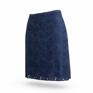 Boden Broderie Navy Eyelet Pencil Skirt Knee Length Size 6 NWT